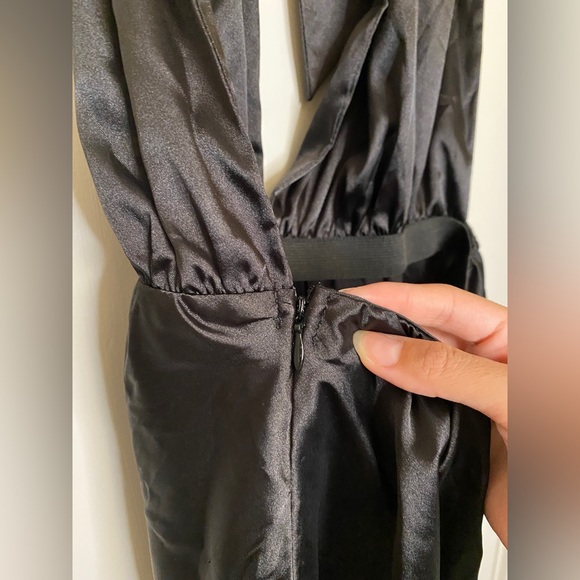 Satin Halter Tie Back Dress Mahina Black - Picture 13 of 15